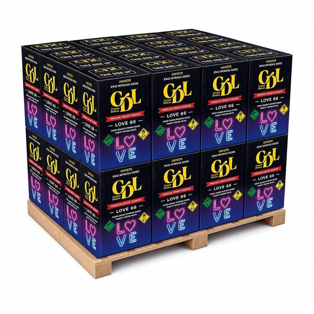Cream Deluxe Love 66 666g wholesale pallet — food-grade nitrous oxide cream chargers
